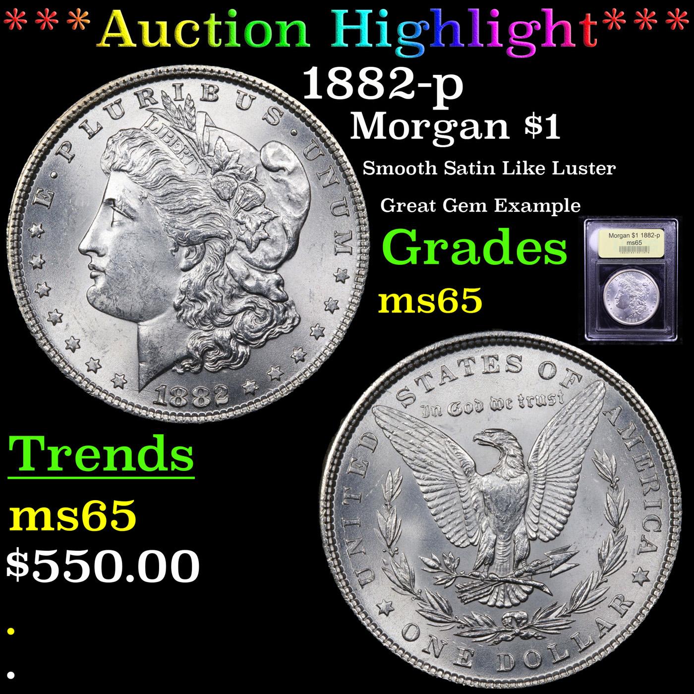 ***Auction Highlight*** 1882-p Morgan Dollar $1 Graded GEM Unc By USCG (fc)