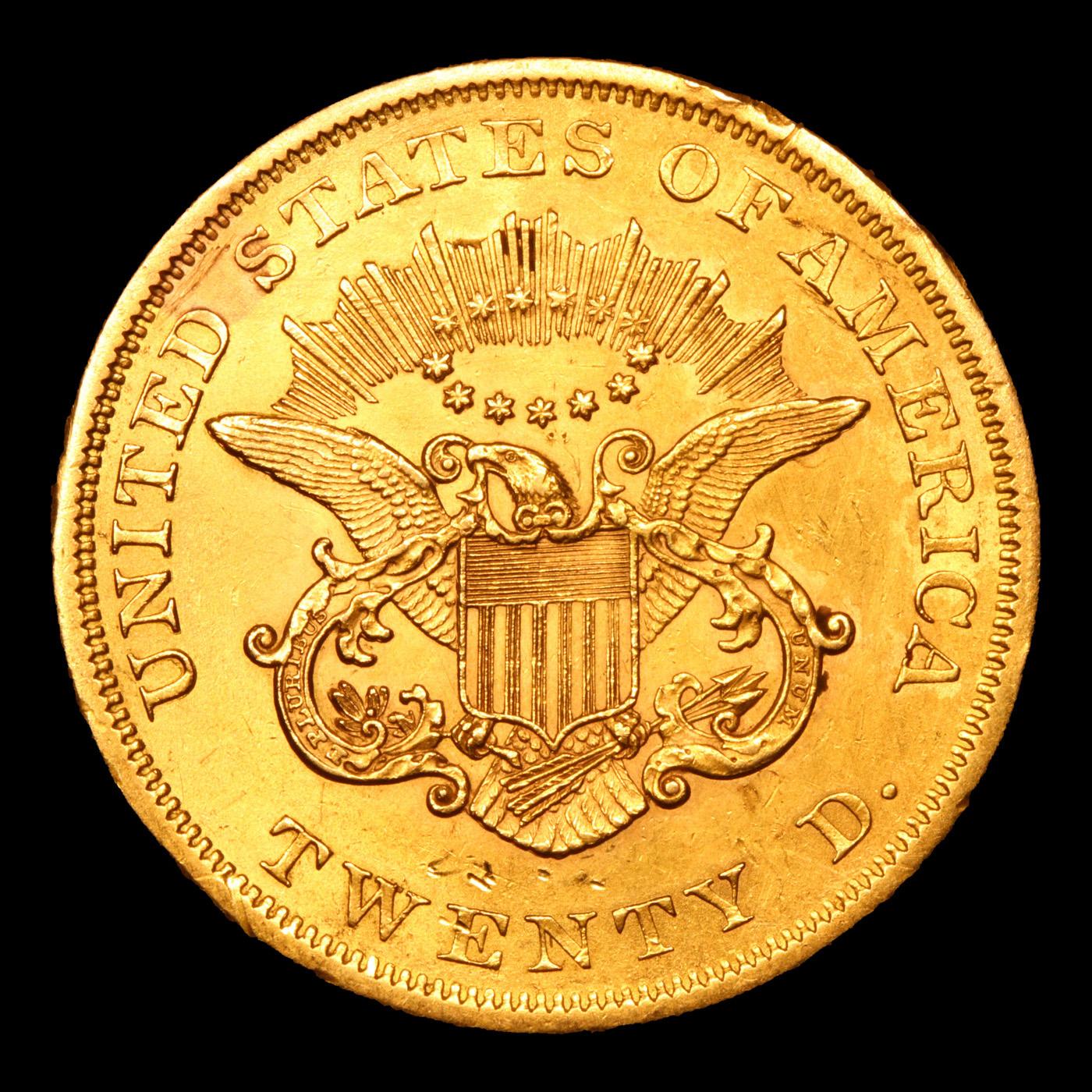 ***Auction Highlight*** 1863-p Gold Liberty Double Eagle $20 Graded ms63 details By SEGS (fc)