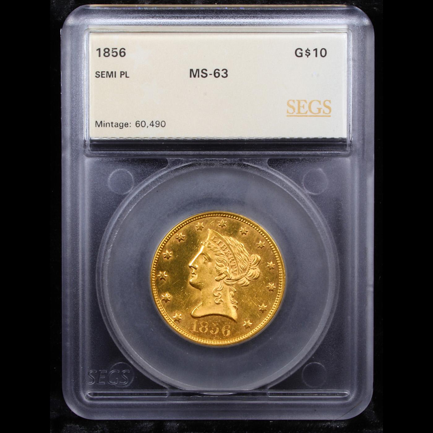 ***Auction Highlight*** 1856-p TOP POP! Gold Liberty Eagle $10 Graded ms63 By SEGS (fc)