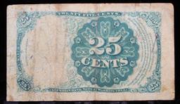 1870's US Fractional Currency 25c Fifth Issue fr-1308 Long Key Robert Walker Secretary of the Treasu