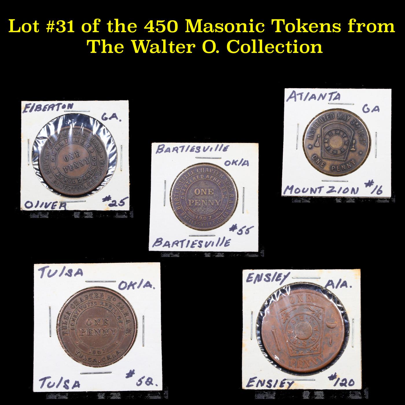 Lot #31 of the 450 Masonic Tokens from The Walter O. Collection