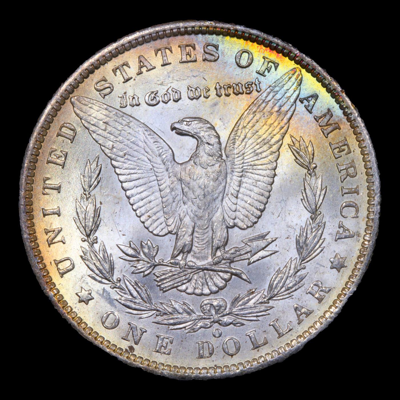 1885-o Rainbow Toned Morgan Dollar $1 Grades Choice+ Unc