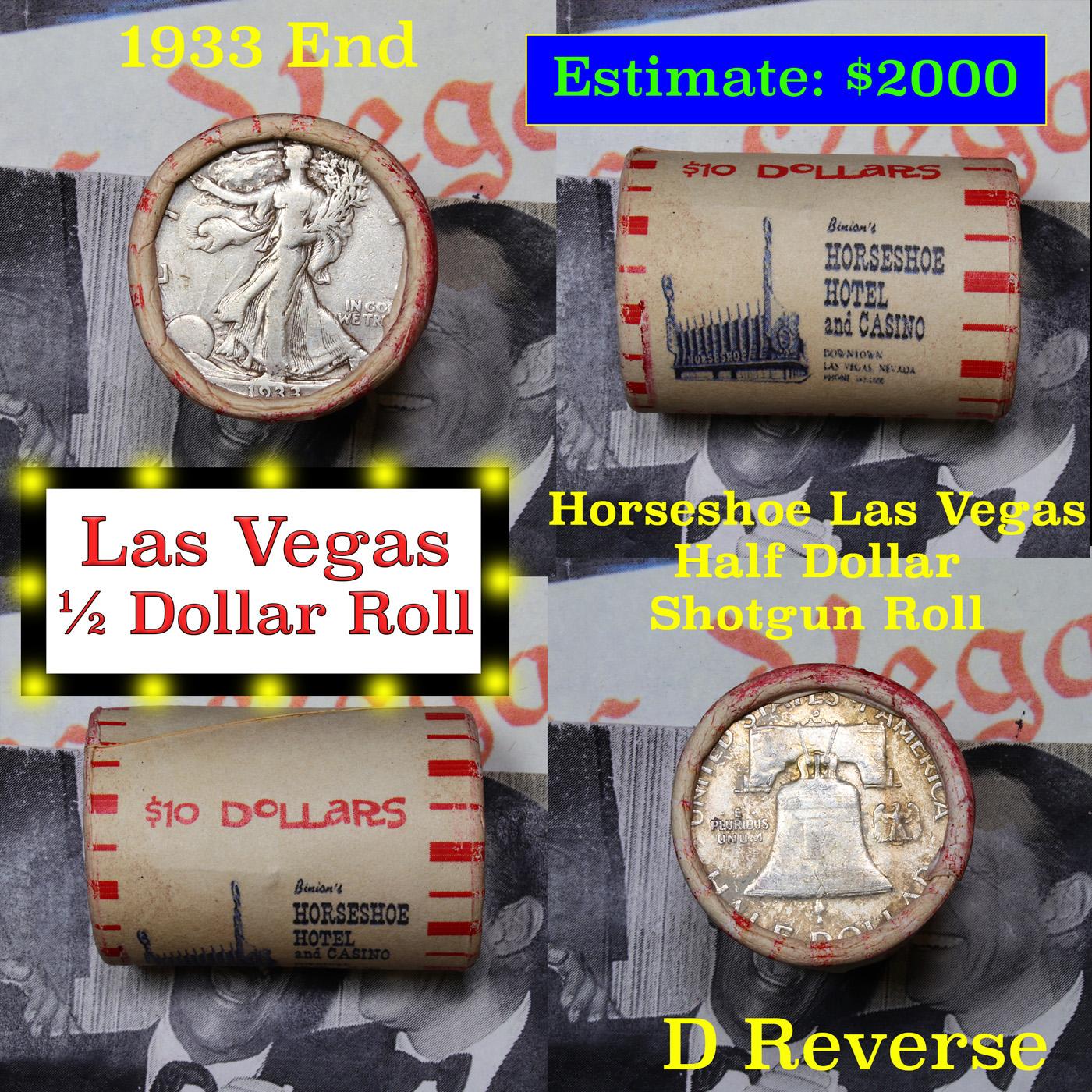 ***Auction Highlight*** Old Casino 50c Roll $10 Halves Horseshoe Hotel Vegas 1933 Walker & 'D' Frank