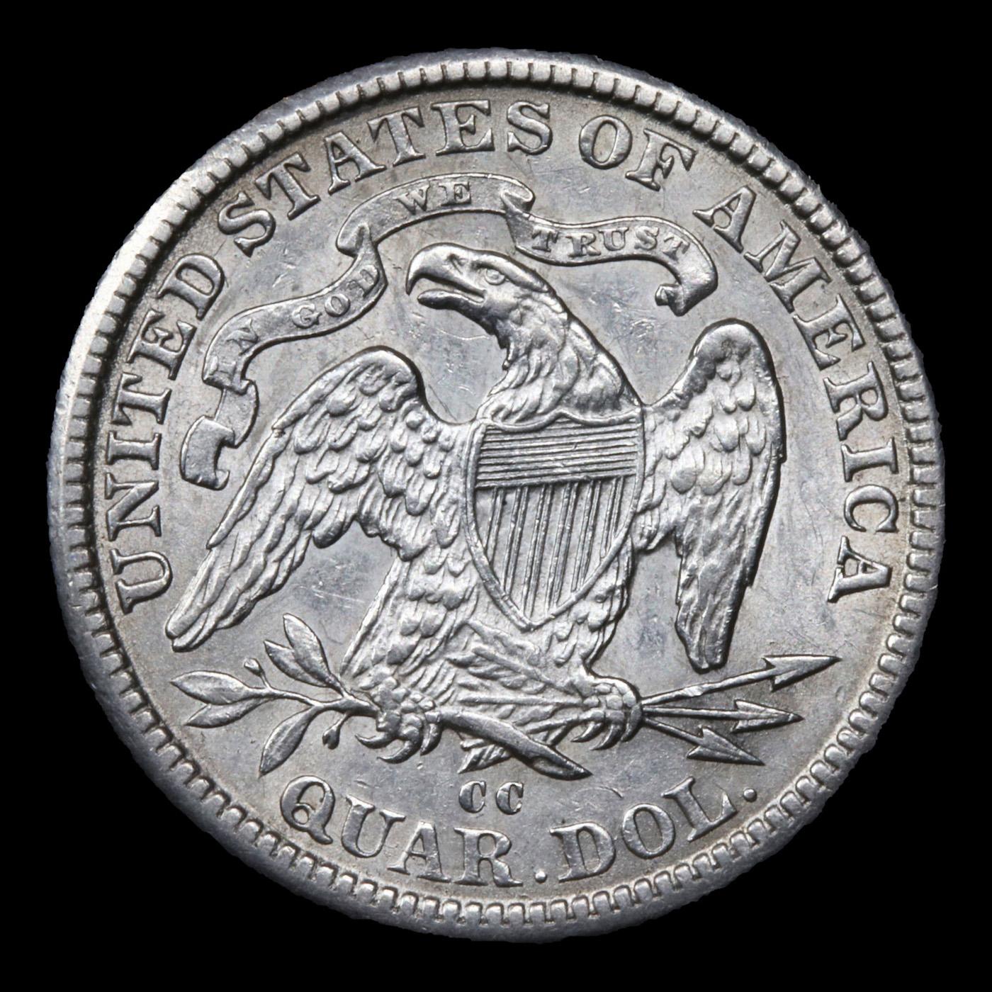 ***Auction Highlight*** 1878-cc Seated Liberty Quarter 25c Graded au58+ By SEGS (fc)