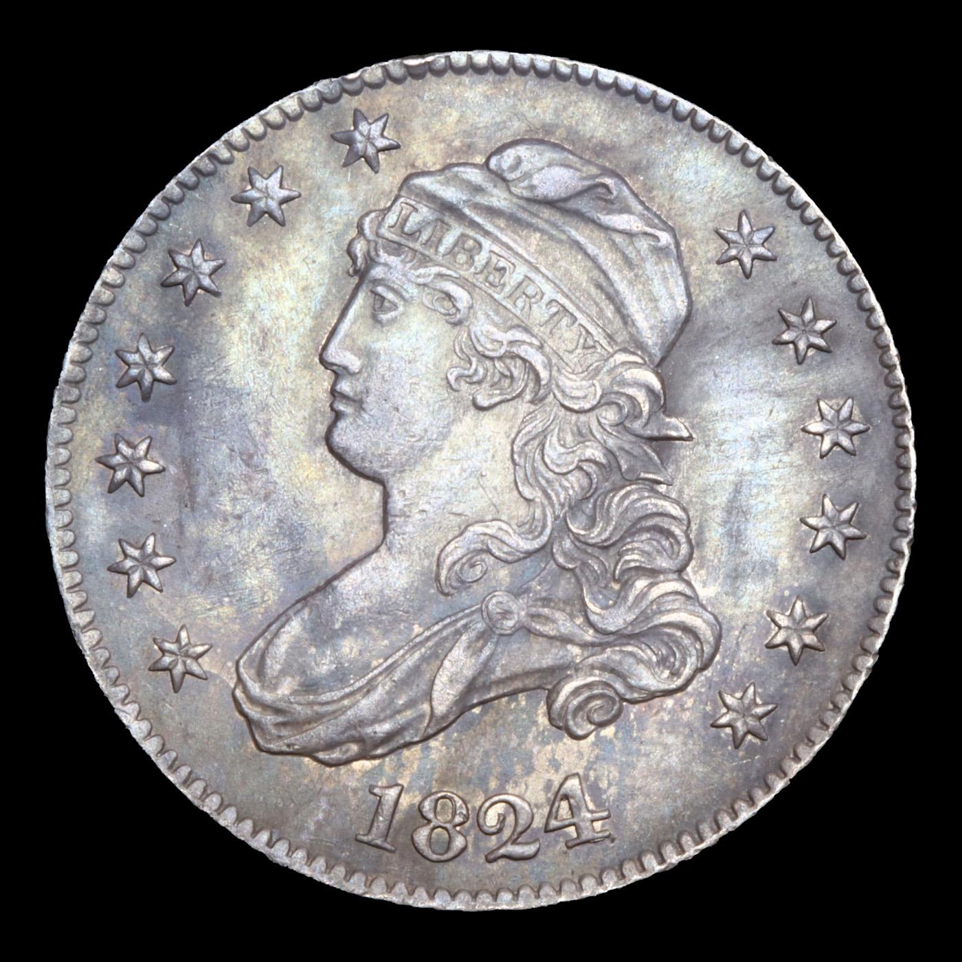 ***Auction Highlight*** 1824/2 B-1 Capped Bust Quarter 25c Graded au58 Details By SEGS (fc)