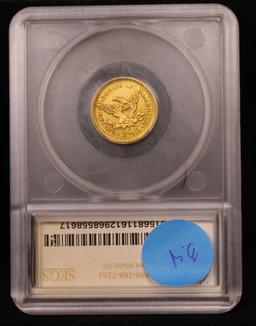***Auction Highlight*** 1841 C Charlotte Gold Liberty Quarter Eagle $2 1/2 Graded ms62 Details By SE