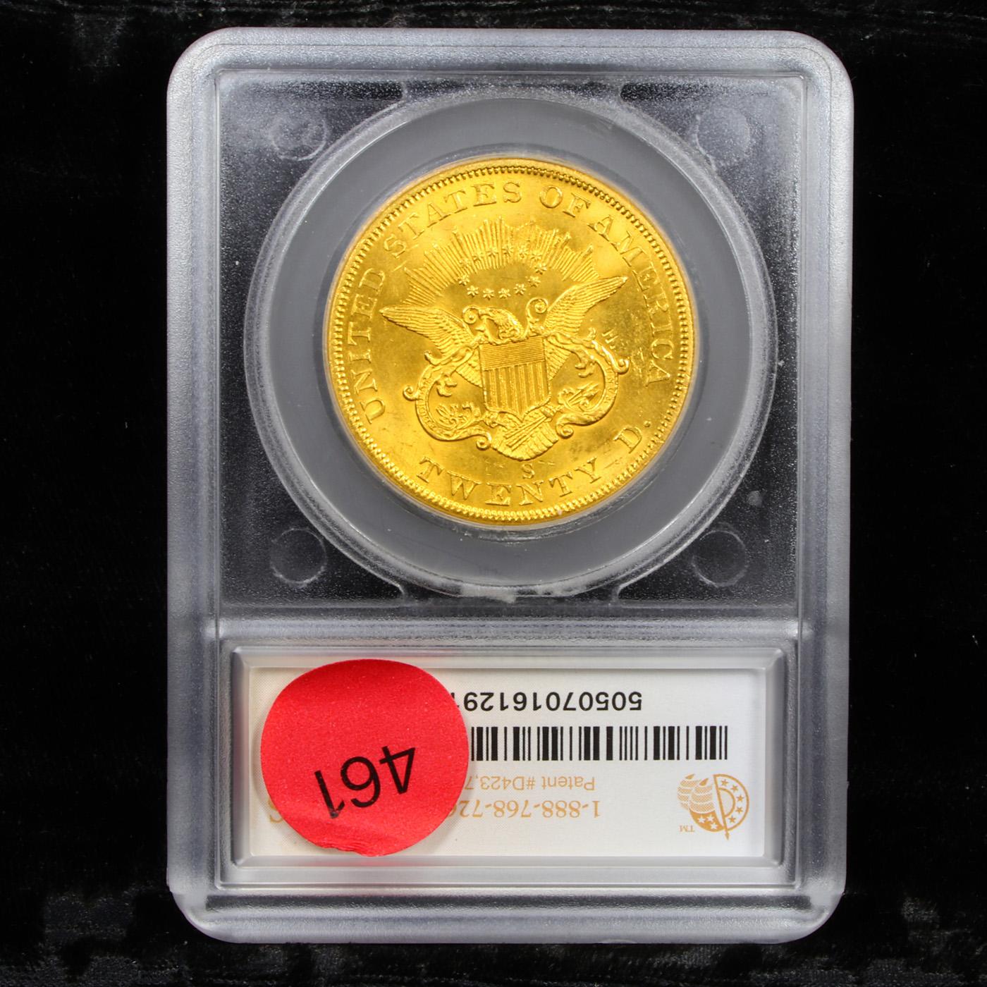 *Highlight of entire auction* 1855-s Gold Liberty Double Eagle $20 Graded ms63+ By SEGS (fc)