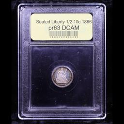 Proof ***Auction Highlight*** 1866 Seated Liberty Half Dime 1/2 10c Graded Select Proof Deep Cameo B