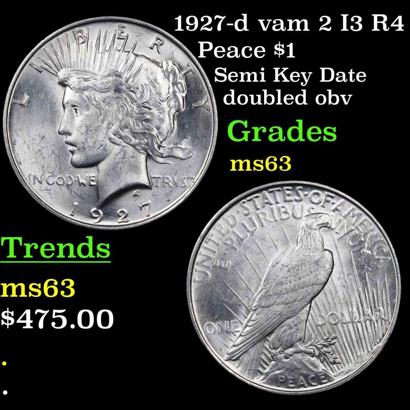 1927-d vam 2 I3 R4 Peace Dollar $1 Grades Select Unc