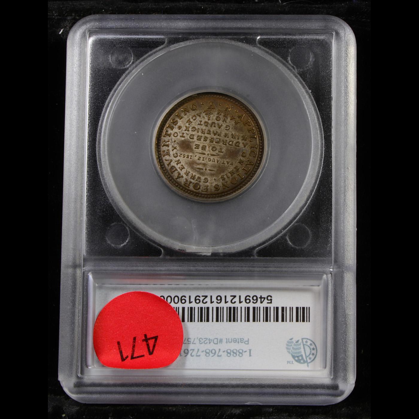 ***Auction Highlight*** 1862 J. Gault Encased Postage, VERY CHOICE - CASE, MICA & STAMP WOW!, SILVER