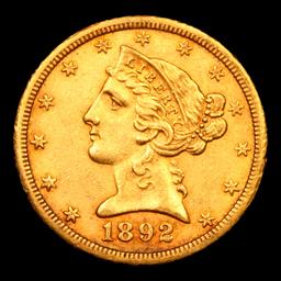 ***Auction Highlight*** 1892-cc Gold Liberty Half Eagle $5 Graded ms62+ By SEGS (fc)