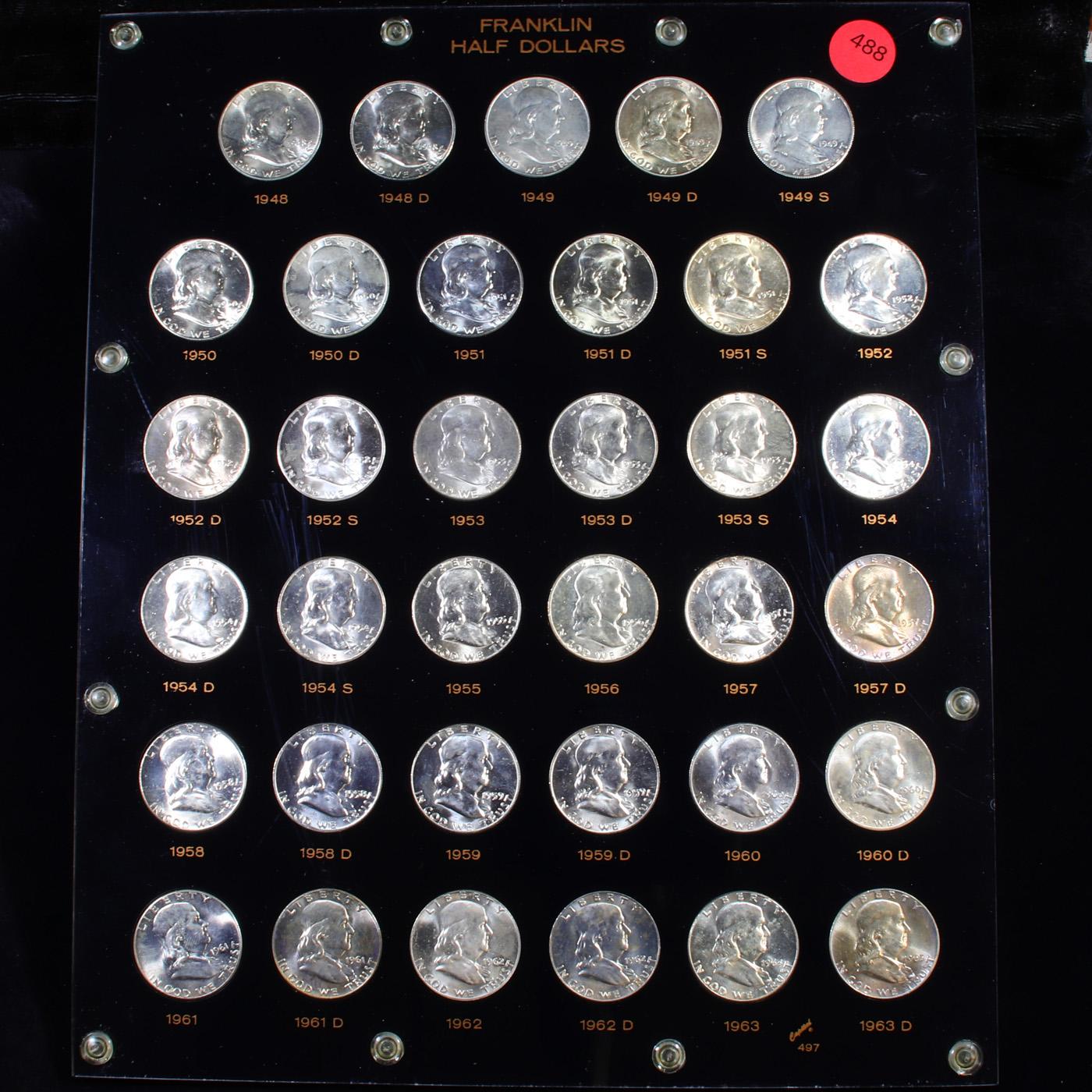 ***Auction Highlight*** Complete Franklin Half Dollar Set 1946-1963 35 coins Stunning All Gem or Nea