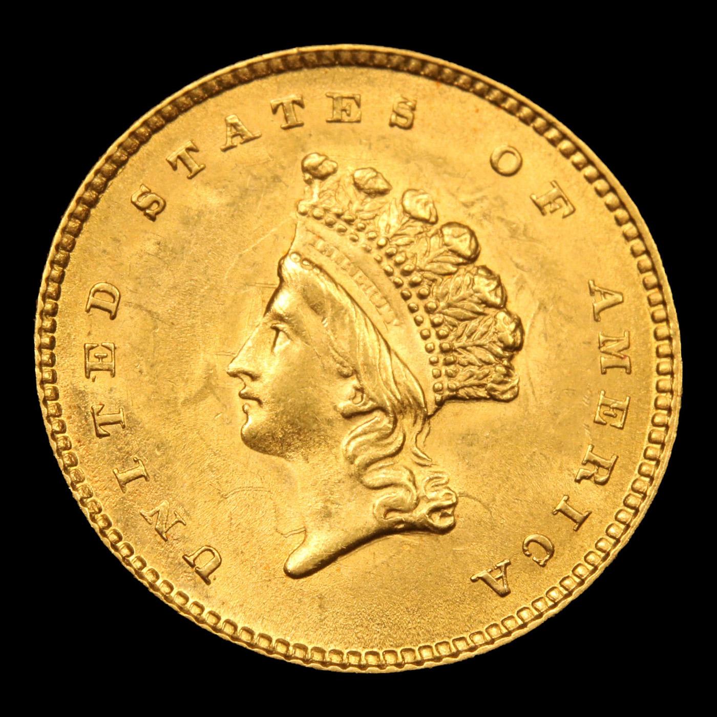 *HIGHLIGHT OF ENTIRE AUCTION 1854 TYPE 2 Gold Dollar $1 Graded ms66 By SEGS (fc)