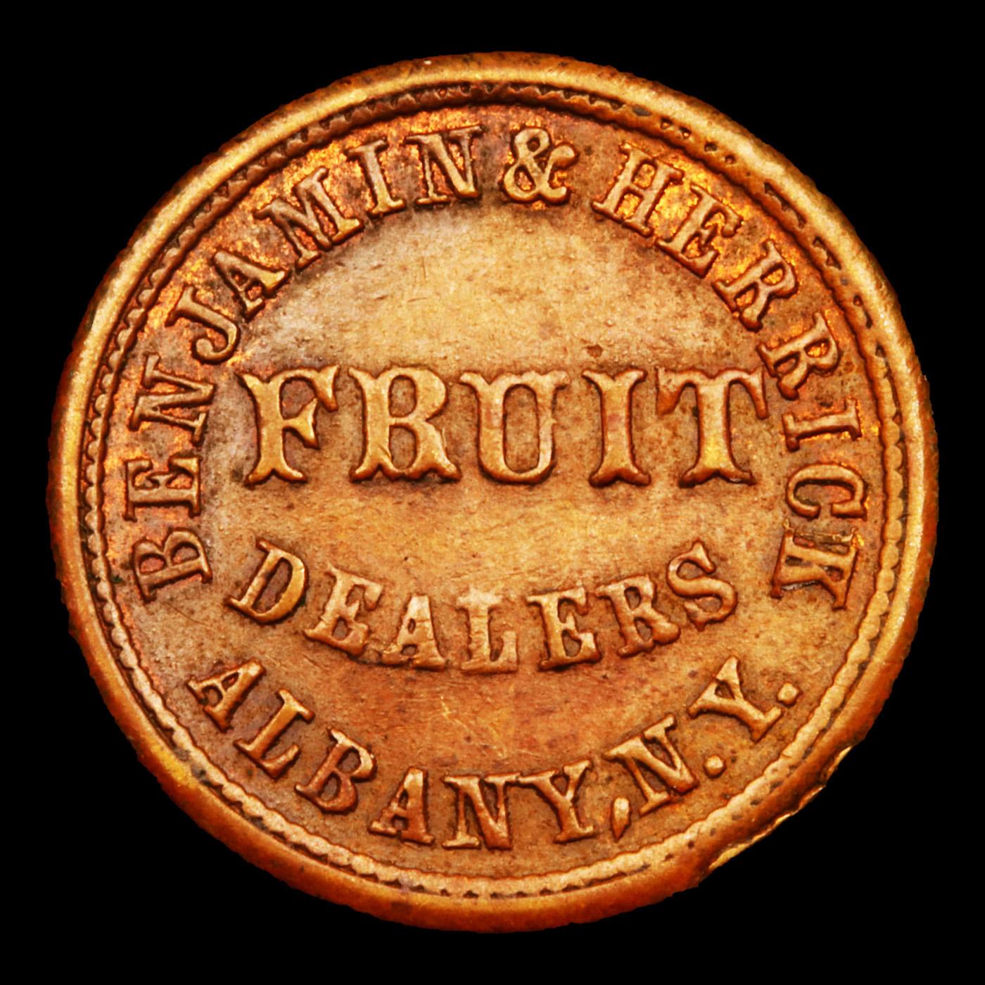 1863 Benjamin & Herrick F-NY-010-A-4a R4 Civil War Token 1c Grades Select Unc BN