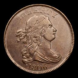 ***Auction Highlight*** 1806 C-1 Draped Bust Half Cent 1/2c Graded Choice AU By USCG (fc)