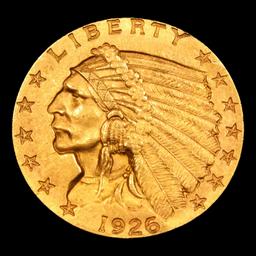 ***Auction Highlight*** 1926-p Gold Indian Quarter Eagle $2 1/2 Graded Choice Unc By USCG (fc)
