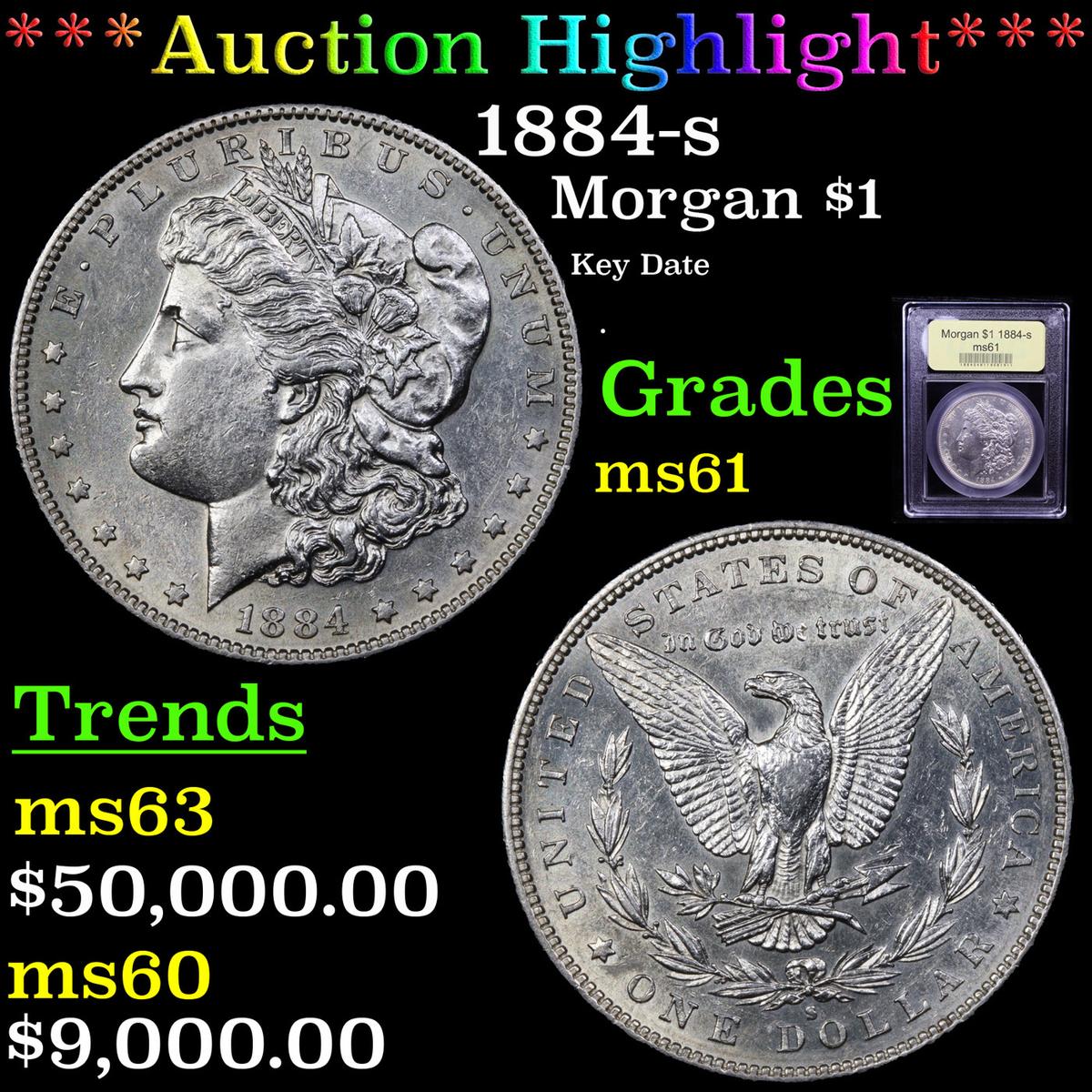 ***Auction Highlight*** 1884-s Morgan Dollar $1 Graded BU+ By USCG (fc)