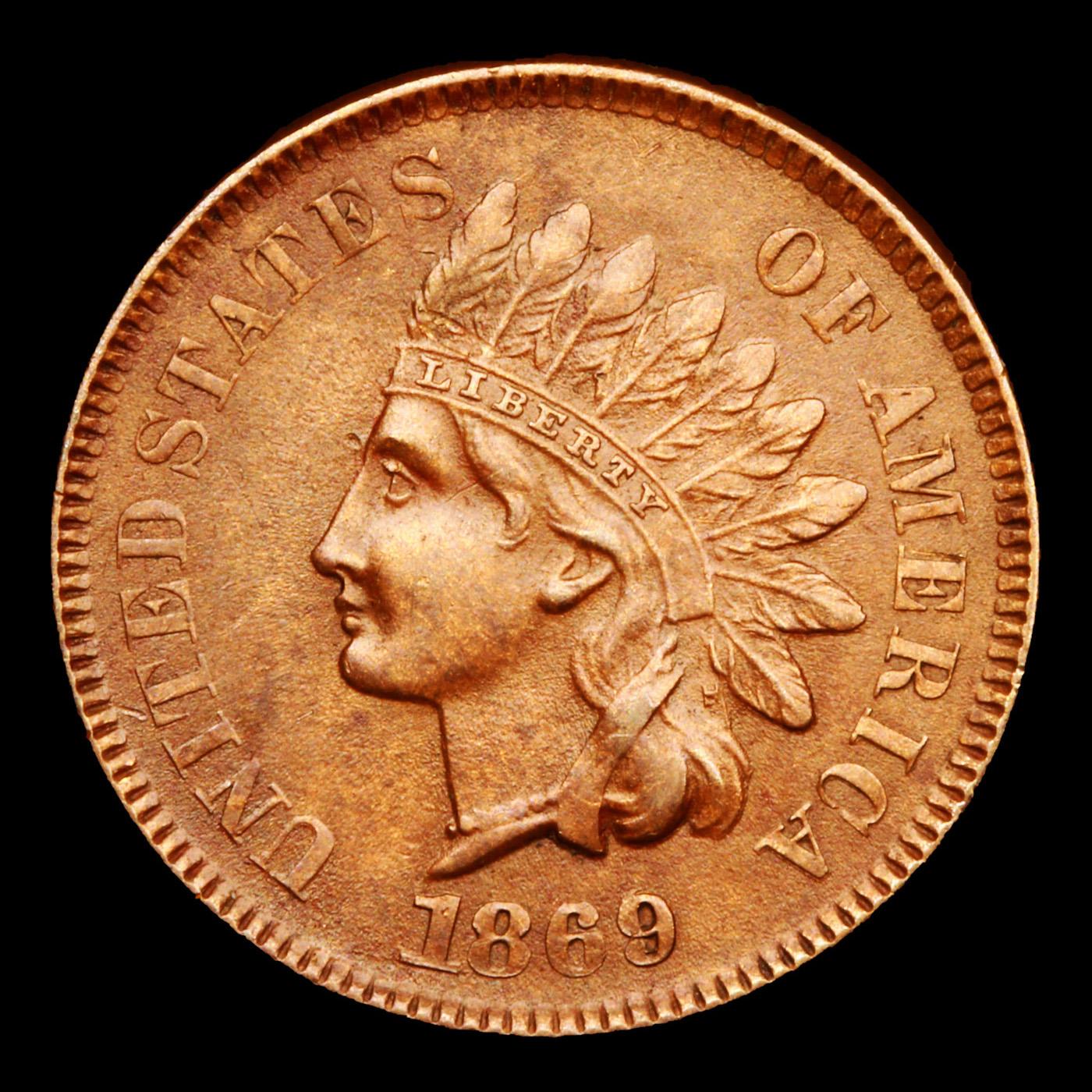 ***Auction Highlight*** 1869/69 FS-303 S-4 Indian Cent 1c Graded au55 By SEGS (fc)