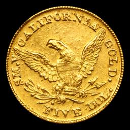 *HIGHLIGHT OF NIGHT* 1850 Baldwin & Co $5 California Gold, K-2 R-5+ Graded ms61 details By SEGS (fc)