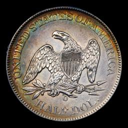 ***Auction Highlight*** 1860-o Seated Half Dollar 50c Graded ms63 details By SEGS (fc)