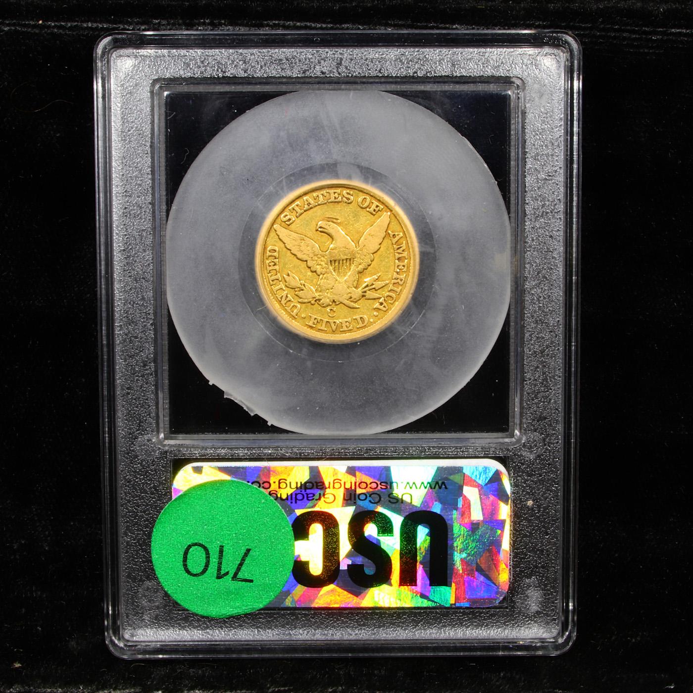***Auction Highlight*** 1850 C Charlotte Gold Liberty Half Eagle $5 Graded vf+ By USCG (fc)