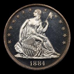 Proof ***Auction Highlight*** 1884 Near TOP POP! Seated Half Dollar 50c Graded pr67 CAM By SEGS (fc)