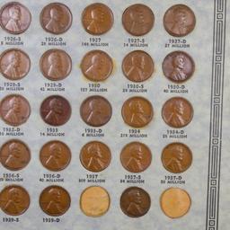 ***Auction Highlight*** Virtually Complete Lincoln Cent Page 1909-1940 97 coins Missing Only 09-s VD