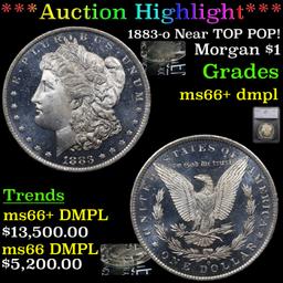 ***Auction Highlight*** 1883-o Near TOP POP! Morgan Dollar $1 Graded ms66+ dmpl By SEGS (fc)