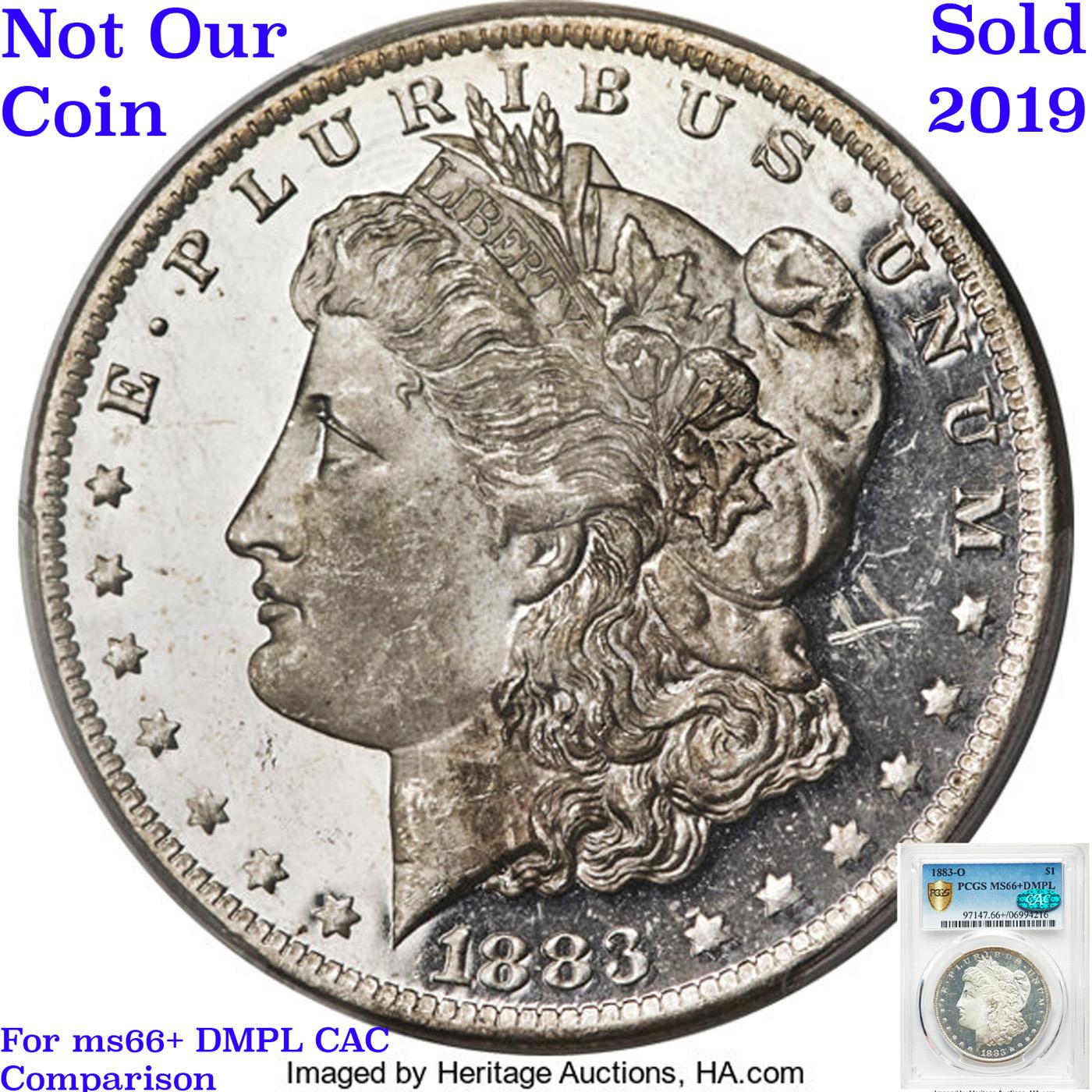 ***Auction Highlight*** 1883-o Near TOP POP! Morgan Dollar $1 Graded ms66+ dmpl By SEGS (fc)