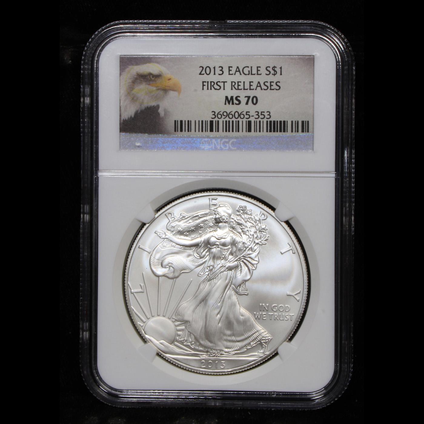 2013 First Release Silver Eagle Dollar $1 Graded ms70 By NGC