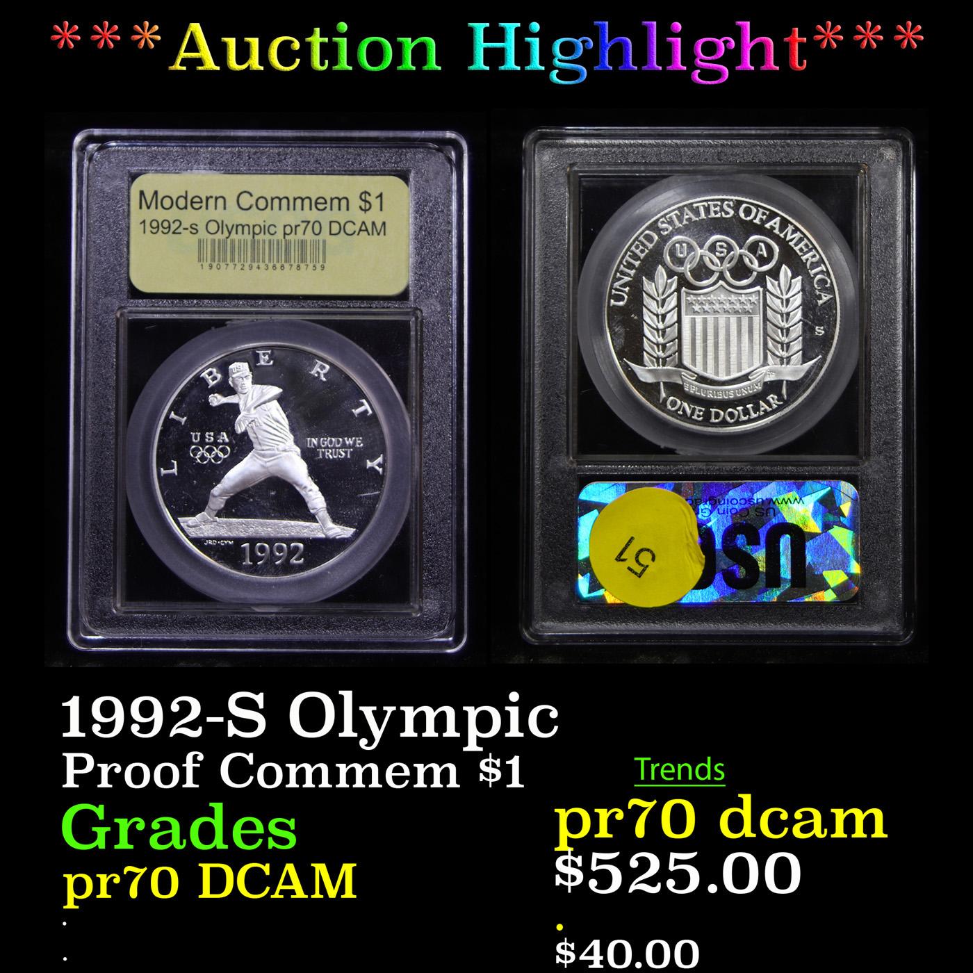 Proof 1992-S Olympic Modern Commem Dollar $1 Graded GEM++ Proof Deep Cameo by USCG