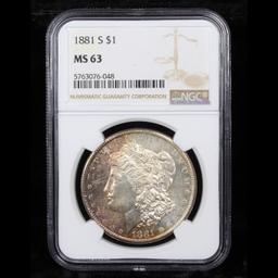 NGC 1881-s Colorfully Toned Morgan Dollar $1 Graded ms63 By NGC