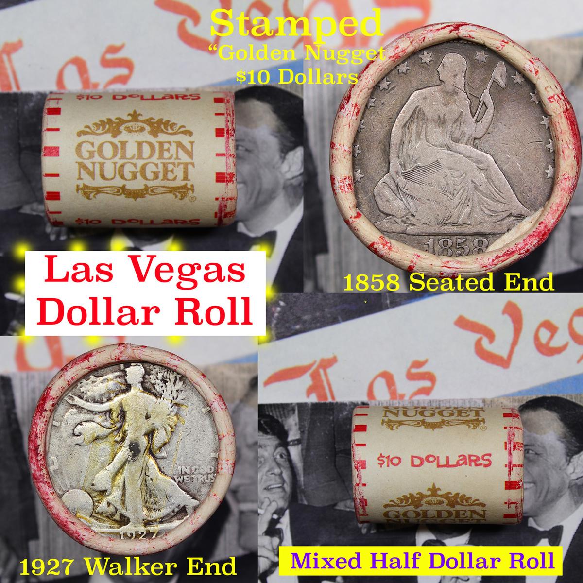 ***Auction Highlight*** Old Casino 50c Roll $10 Halves Las Vegas Casino Golden Nugget 1858 Seated Li