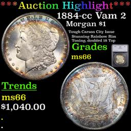 ***Auction Highlight*** 1884-cc Vam 2 Morgan Dollar $1 Graded ms66 By SEGS (fc)