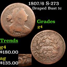 1807/6 S-273 Draped Bust Large Cent 1c Grades g, good