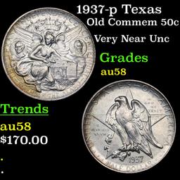 1937-p Texas Old Commem Half Dollar 50c Grades Choice AU/BU Slider