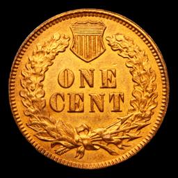 1873/73 Open 3 FS-1301 Indian Cent 1c Grades AU, Almost Unc