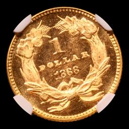 ***Auction Highlight*** NGC 1868 FINEST KNOWN Gold Dollar $1 Graded ms67* PL BY NGC (fc)