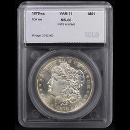 ***Auction Highlight*** 1878-cc Top 100 Vam 11 I3 R5 Morgan Dollar $1 Graded ms66 By SEGS (fc)