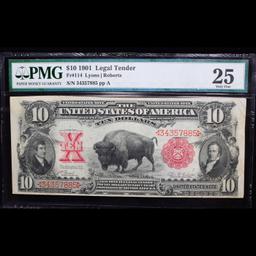 The Famous Ten-Dollar "Bison Note" of 1901 $10 Graded vf25 BY PMG