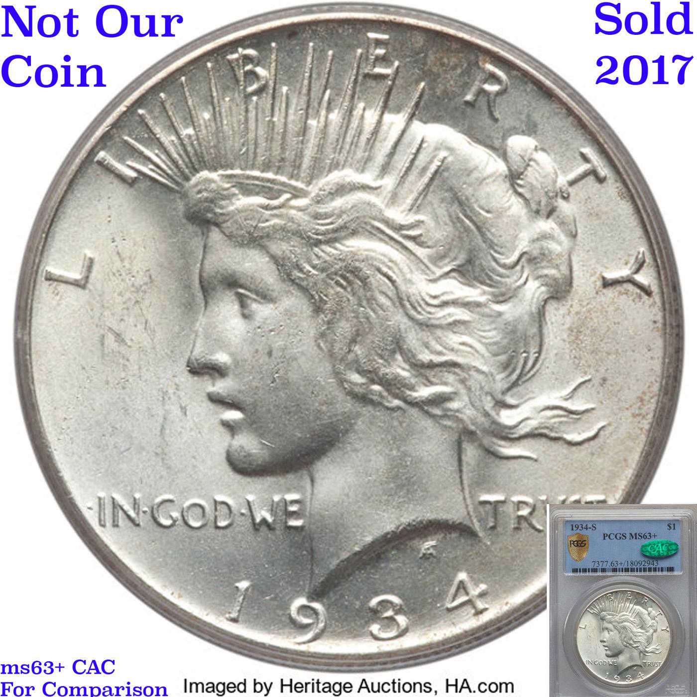 ***Auction Highlight*** 1934-s Peace Dollar $1 Graded ms64 By SEGS (fc)