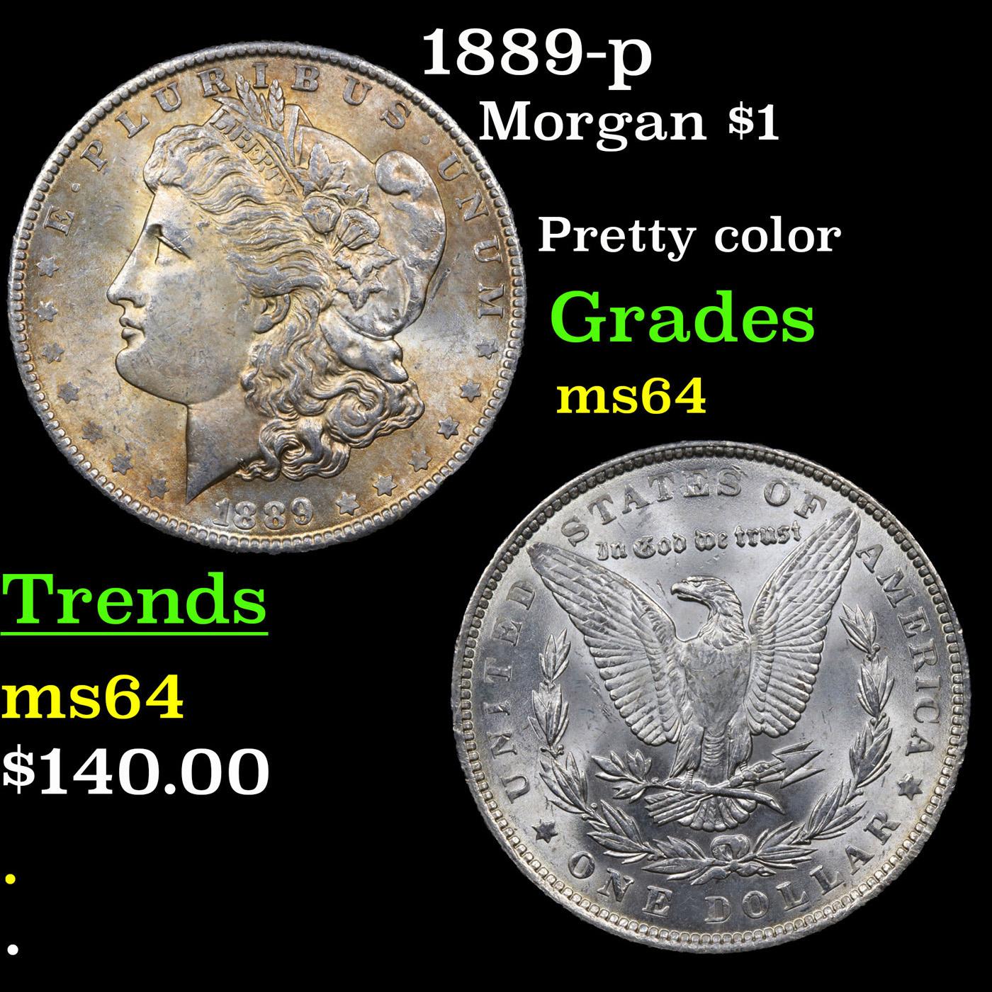 1889-p Morgan Dollar $1 Grades Choice Unc