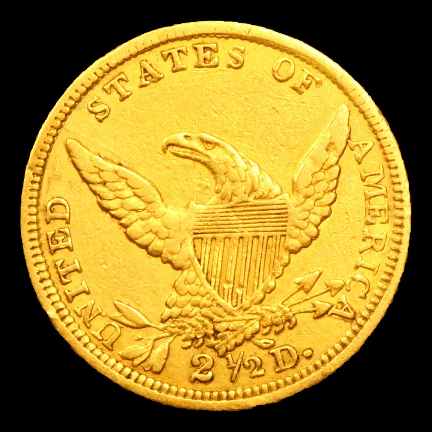 ***Auction Highlight*** 1838 C Charlotte Classic Head Gold Quarter Eagle $2.5 Graded au55 Details By