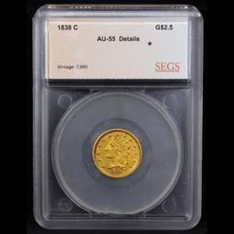 ***Auction Highlight*** 1838 C Charlotte Classic Head Gold Quarter Eagle $2.5 Graded au55 Details By