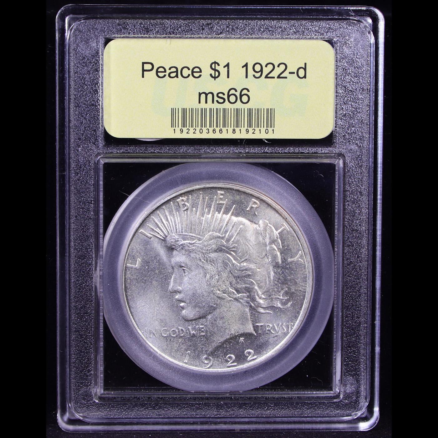 ***Auction Highlight*** 1922-d Peace Dollar $1 Graded GEM+ Unc By USCG (fc)