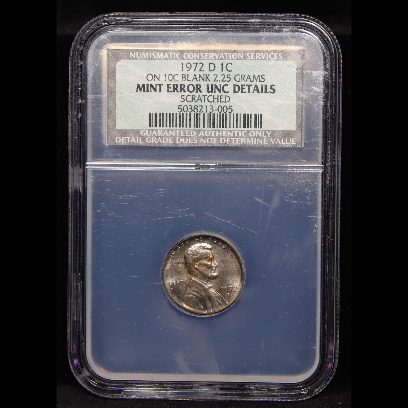 ***Auction Highlight*** NGC 1972-d Mint Error Lincoln Cent 1c Graded unc details By NGC (fc)