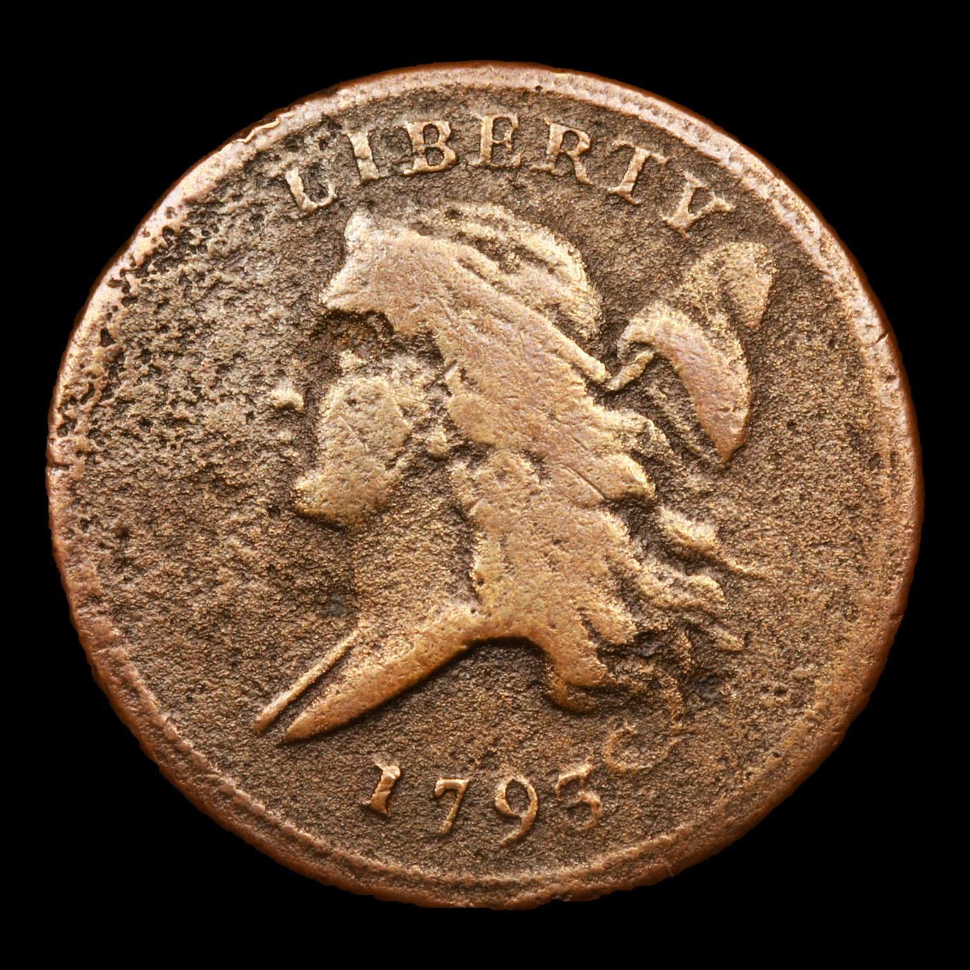 ***Auction Highlight*** 1793 Liberty Cap half cent 1/2c Graded vf20 details By SEGS (fc)