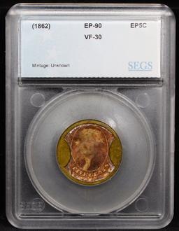 ***Auction Highlight*** J Gaults Encased Postage EP90 Gage Tremont House Graded vf30 By SEGS (fc)