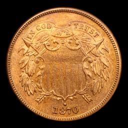Proof ***Auction Highlight*** 1870 TOP POP Two Cent Piece 2c Graded pr66+ rb By SEGS (fc)