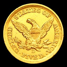 ***Auction Highlight*** 1852-d Gold Liberty Half Eagle $5 Graded ms63 details By SEGS (fc)